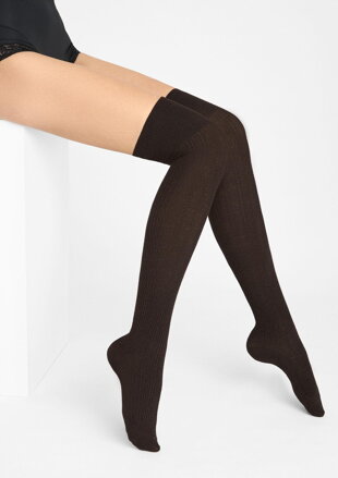 Női pamut térdzokni bordázott mintával ZAZU COTTON A40 Marilyn
